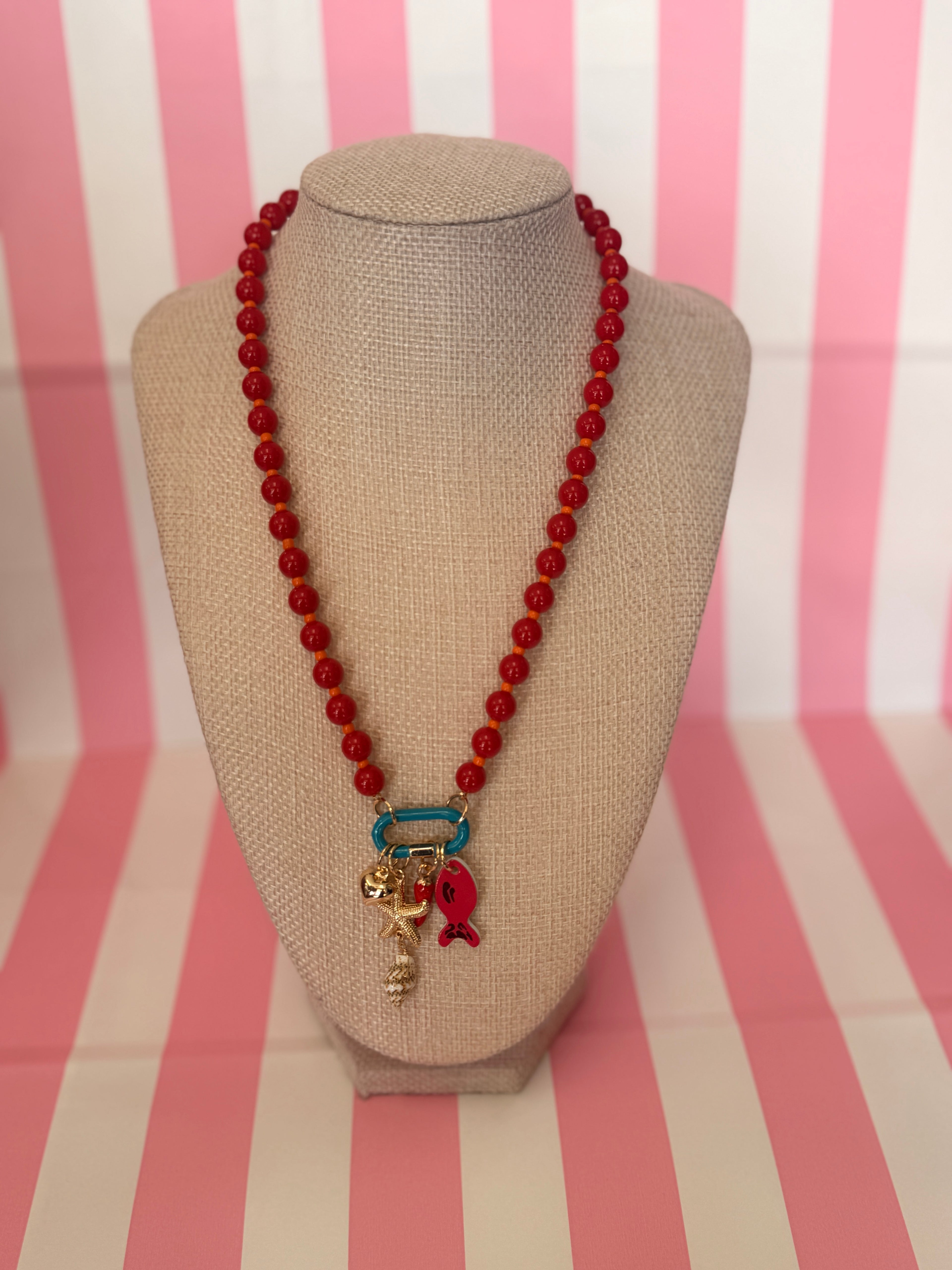 Fish Charm and Beaded Necklace