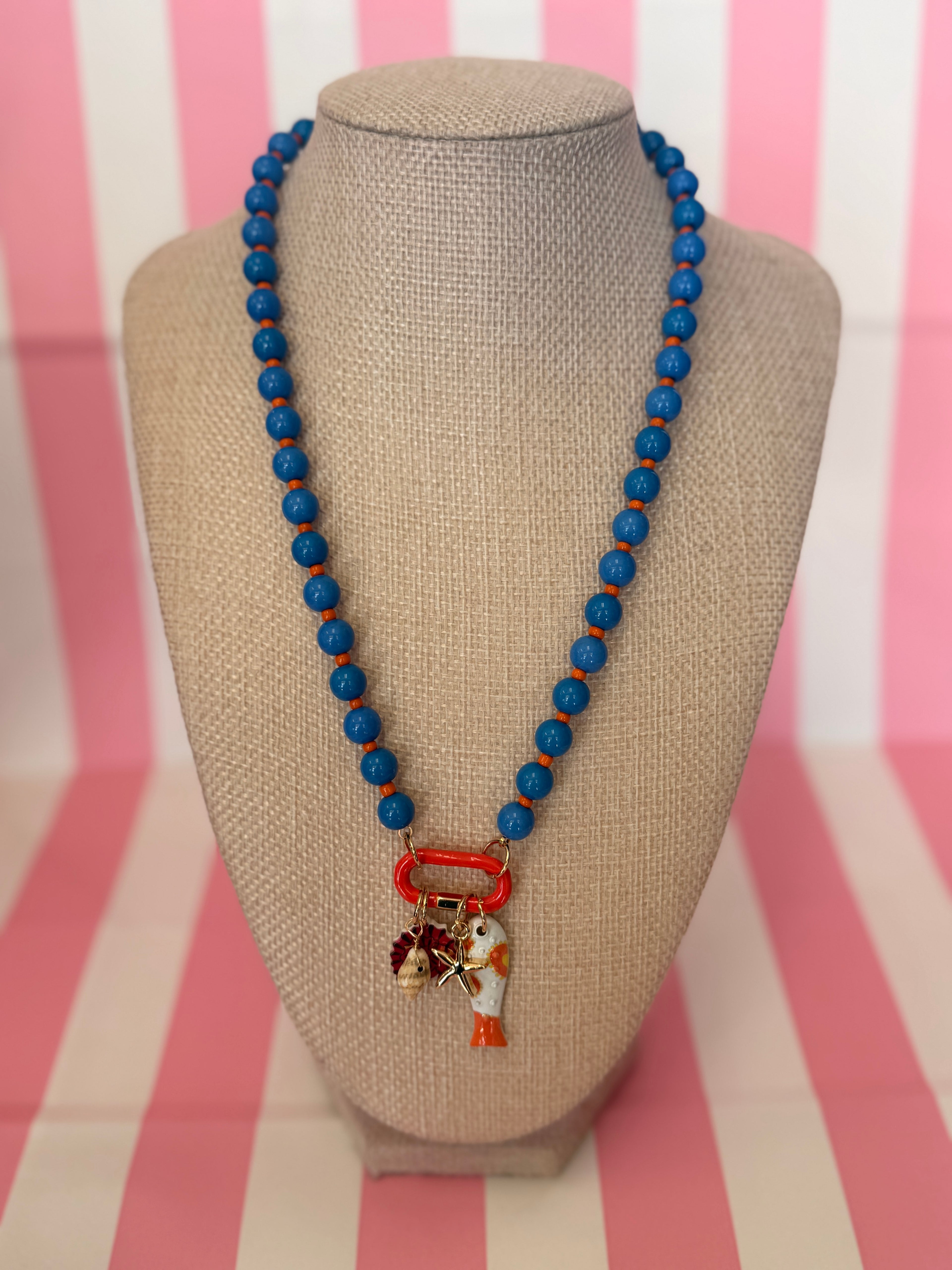 Fish Charm and Beaded Necklace