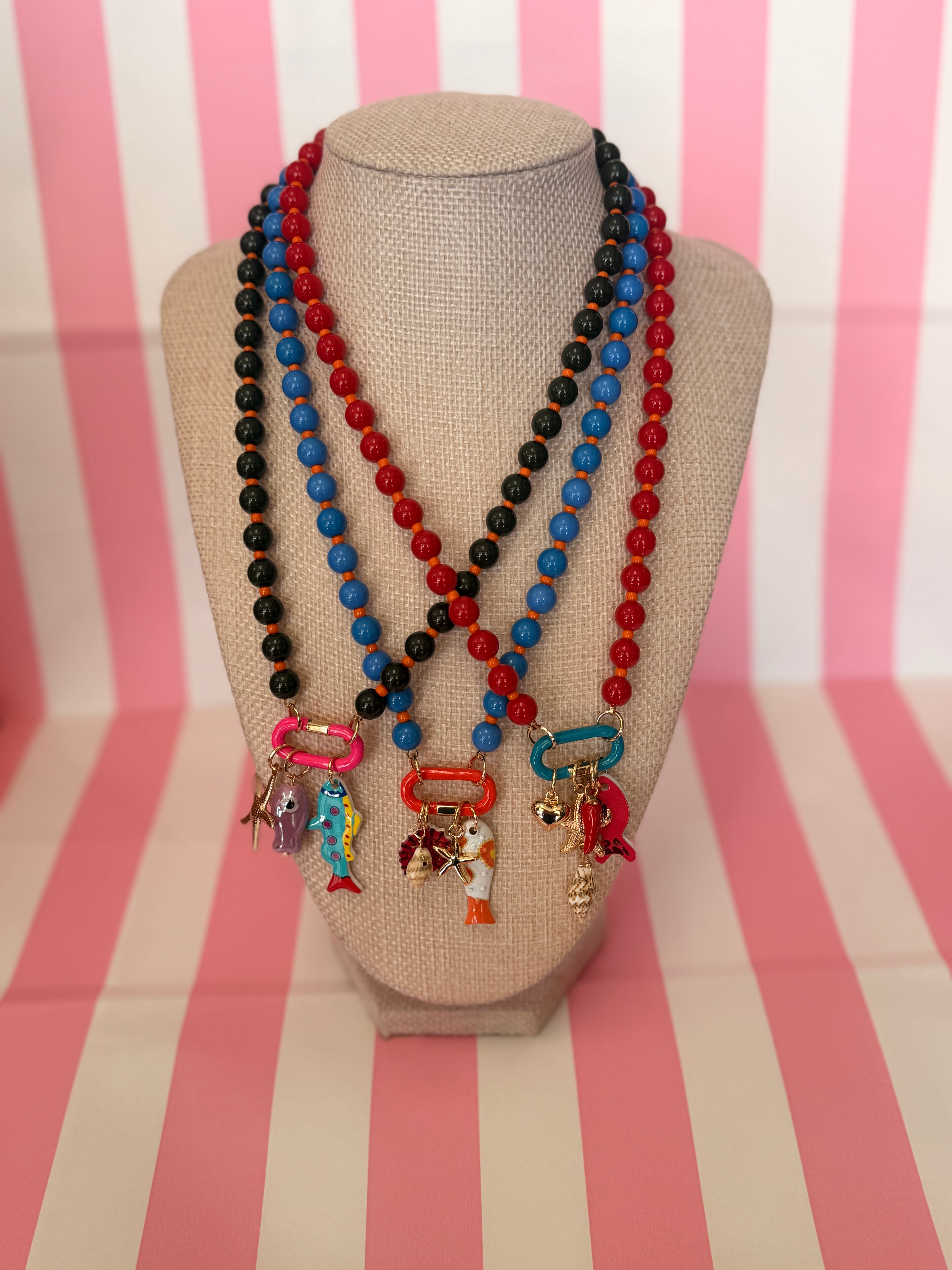 Fish Charm and Beaded Necklace
