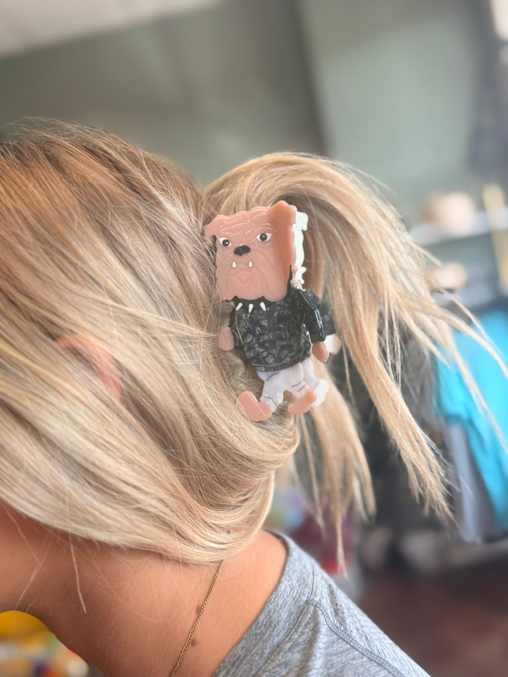 Game Day Hair Clip-Rebs/Dawgs