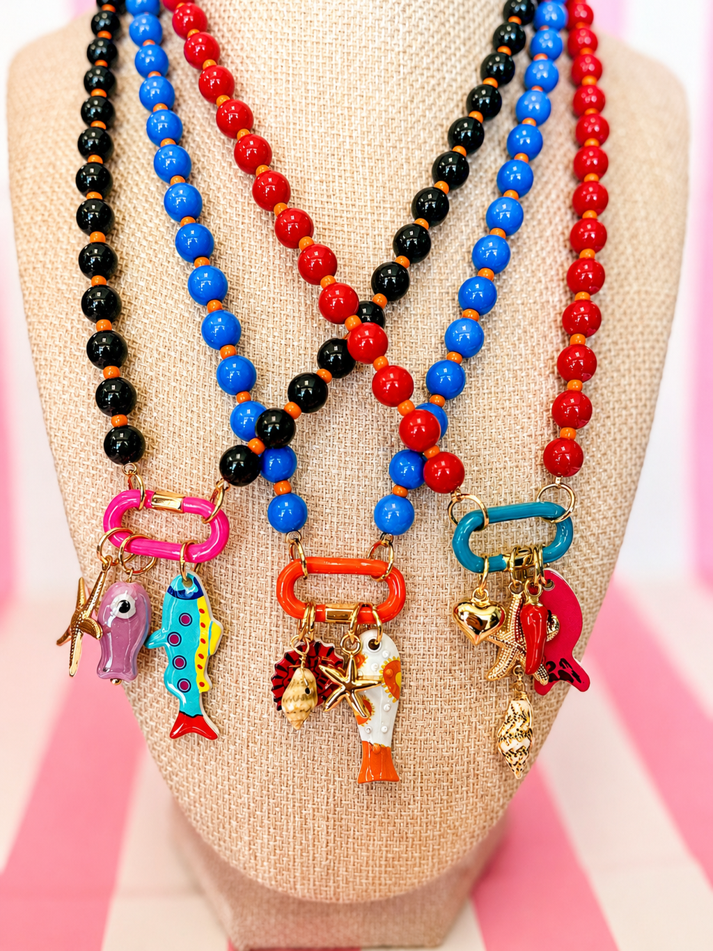Fish Charm and Beaded Necklace